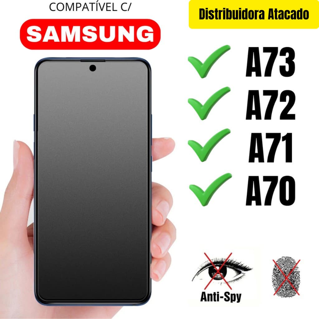 Película Cerâmica Privacidade Fosca 3D P/ Samsung A73 / A72 / A71 / A70 / Matte AntiSpy