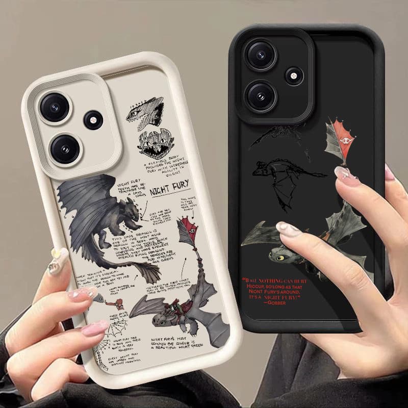 Capinha Capa de silicone Anti-impacto Pequeno Dragão Preto para Redmi Note 13 14  Pro 9A  lite4 5G POCO F5