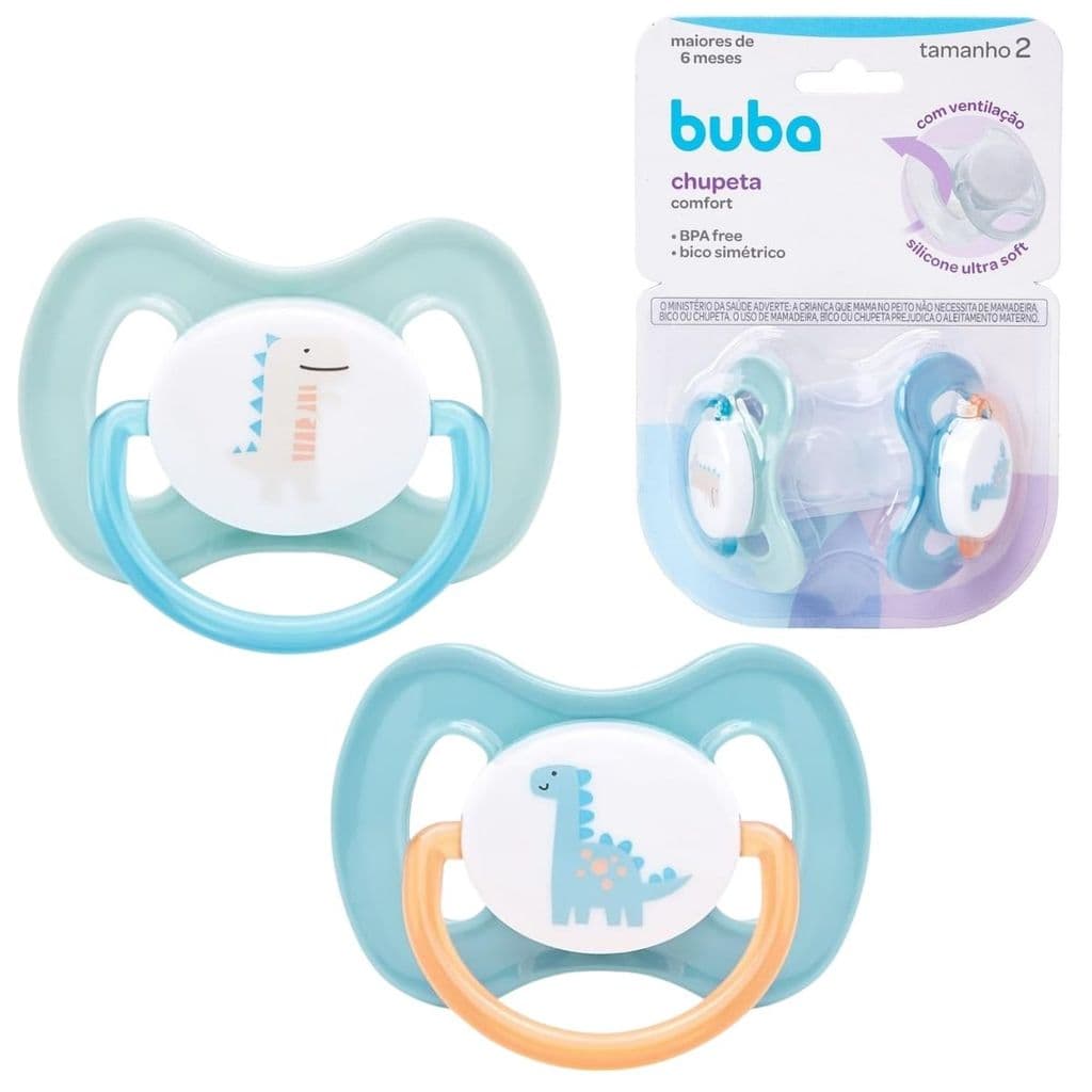 Chupeta Comfort Tam 2 Kit 2un Magic Dino 6 meses 21119 - Buba
