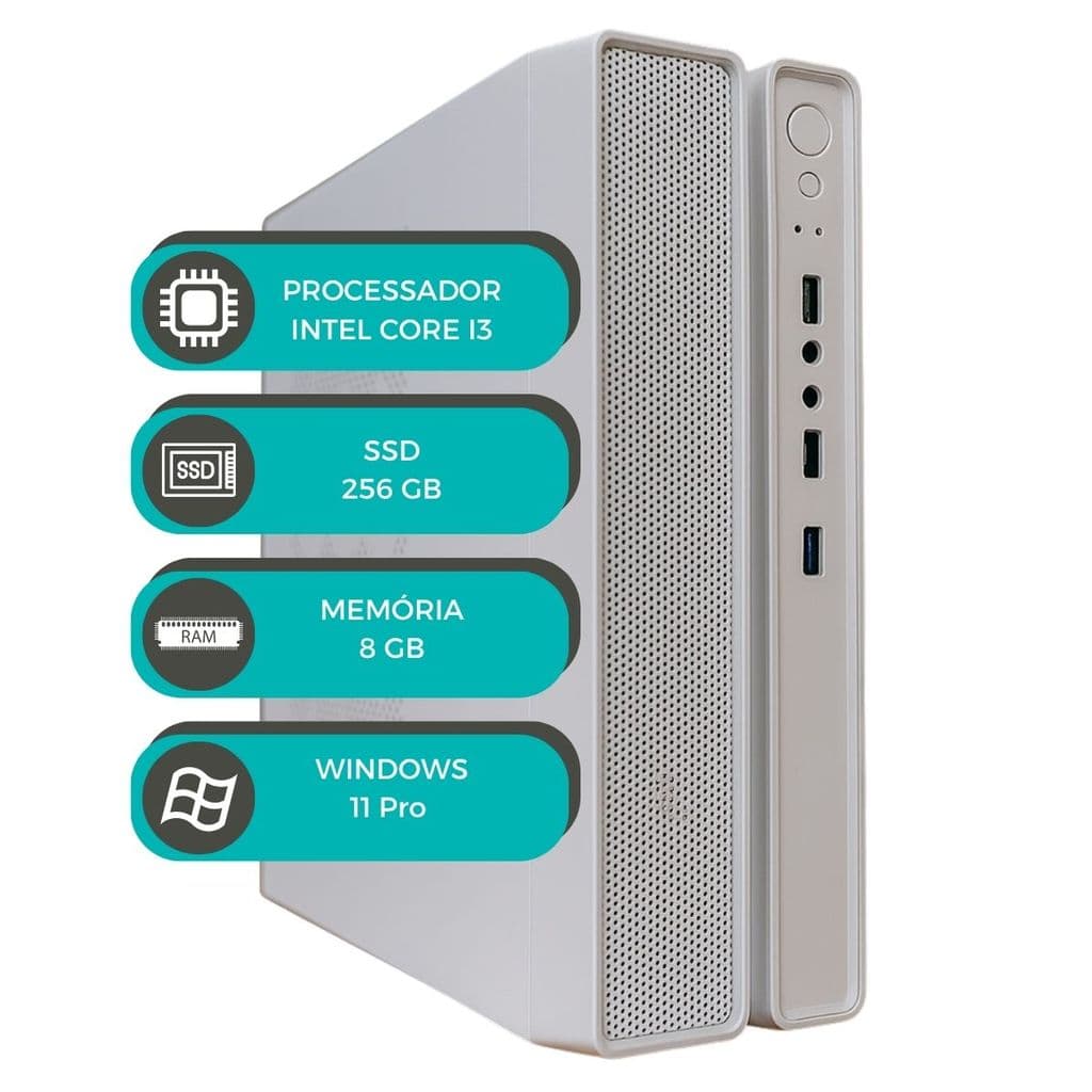 Slim Branco MultiPC Intel i3 6ª Geração 8GB RAM SSD 960GB Win11 Computador Potente e Eficiente