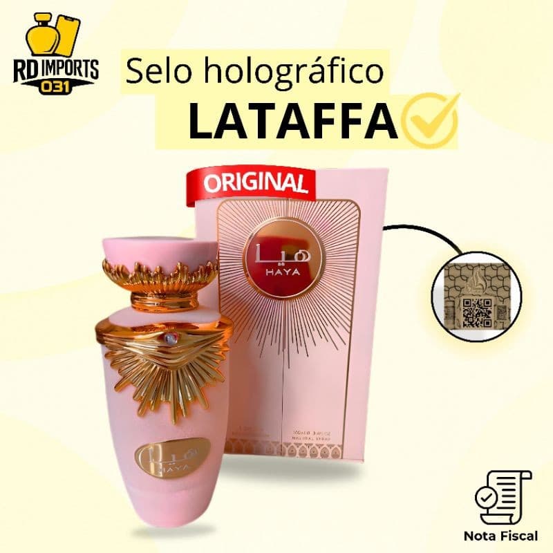Perfume Árabe Importado Haya Rosa Lattafa 100ml Edp - Original Feminino Com Selo Holográfico Lacrado