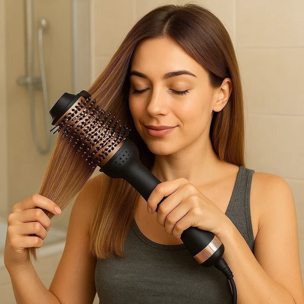 Escova Secadora Cabelo Profissional Bivolt Alisadora Modeladora Volume Quente Secagem Ondular Beleza