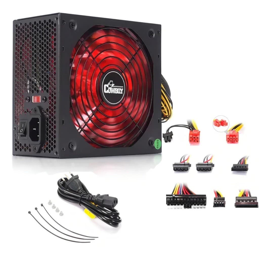 Fonte Atx Alimentação 500W Para PC Fan Luz RGB Gamer Ativo Bivolt Automático Silenciosa