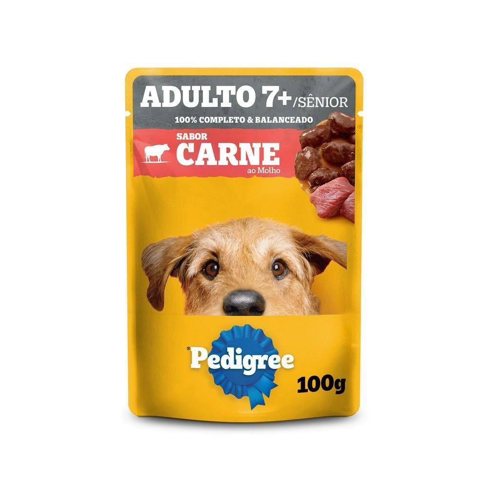 Ração Úmida Sachê Carne ao Molho para Cães Adultos Sênior 7 Anos 100g Pedigree