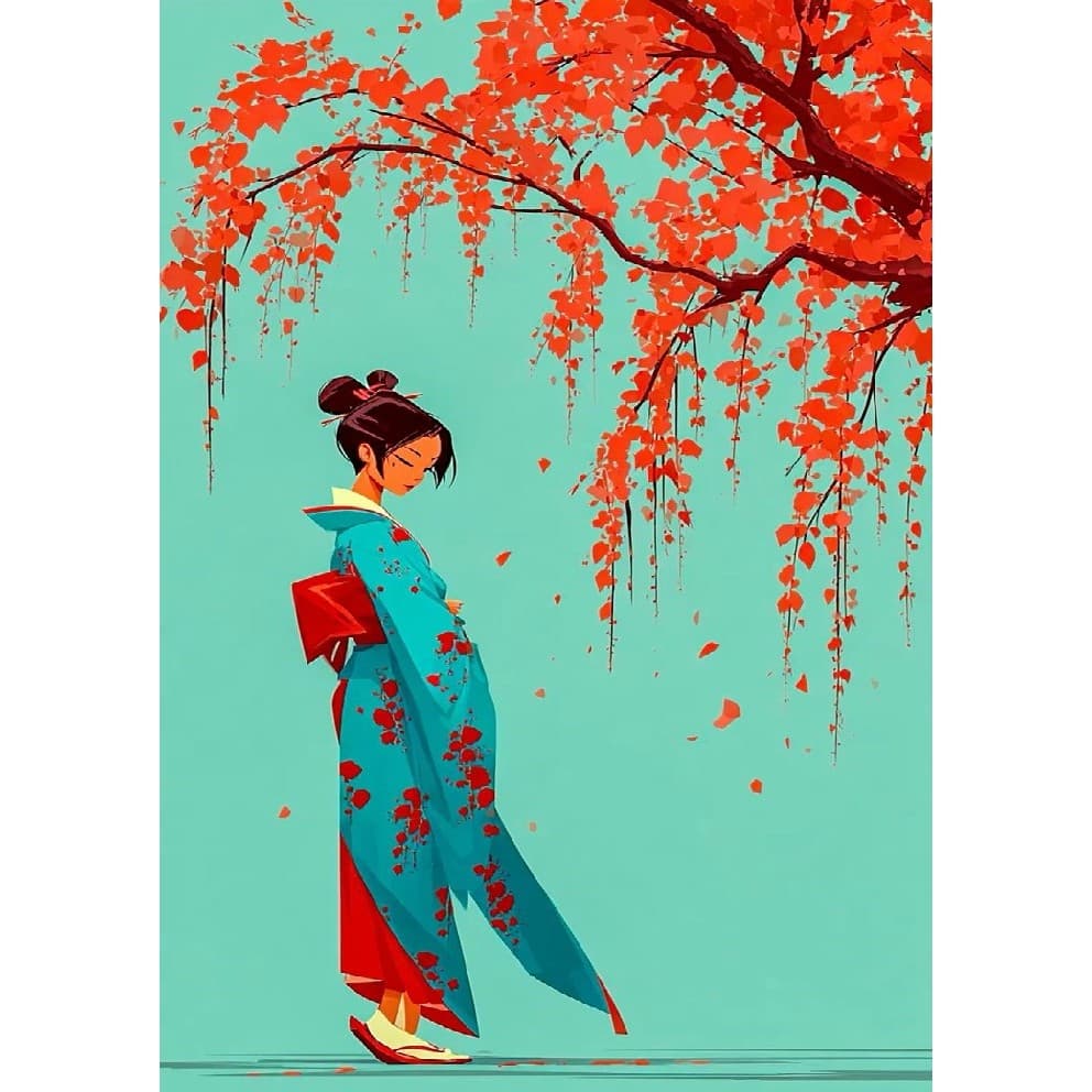 Um Conjunto De Belezas Japonesas/Figuras Abstratas Padrão Kit De Pintura De Diamante , Faça Você Mesmo 5D Mosaico Em Tel