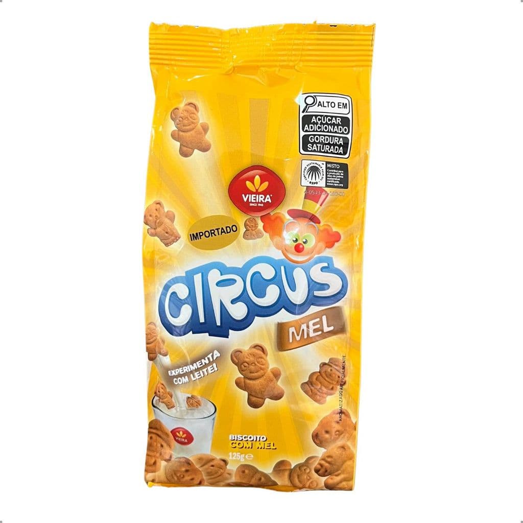 Biscoito Vieira Circus Mel 125g Doce Importado
