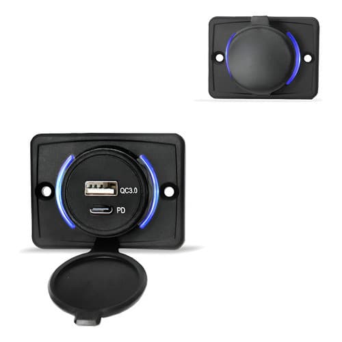 Tomada Carregador Veicular Sobrepor Usb-pd Tipoc Roadstar Preto