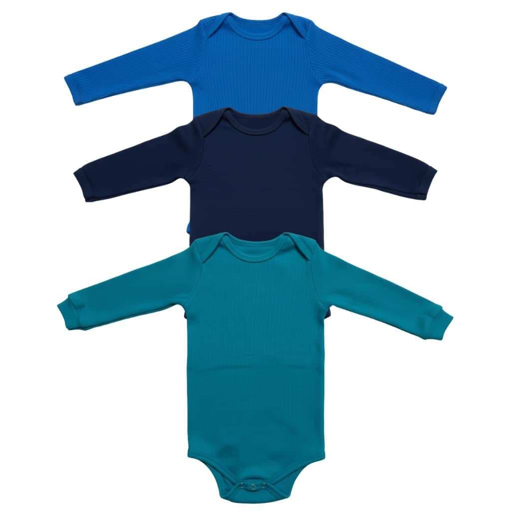 Body Bebê Manga Longa Kit 3 Peças Masculino 100% Algodão Enxoval Bebê
