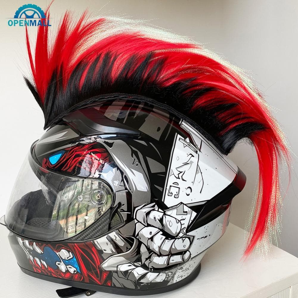 OPENMALL 1Pc Motocicleta Mohawk Capacete Peruca Adesivo Cockscomb Motocross Rosto Cheio Fora Da Estrada Decoração O6R1