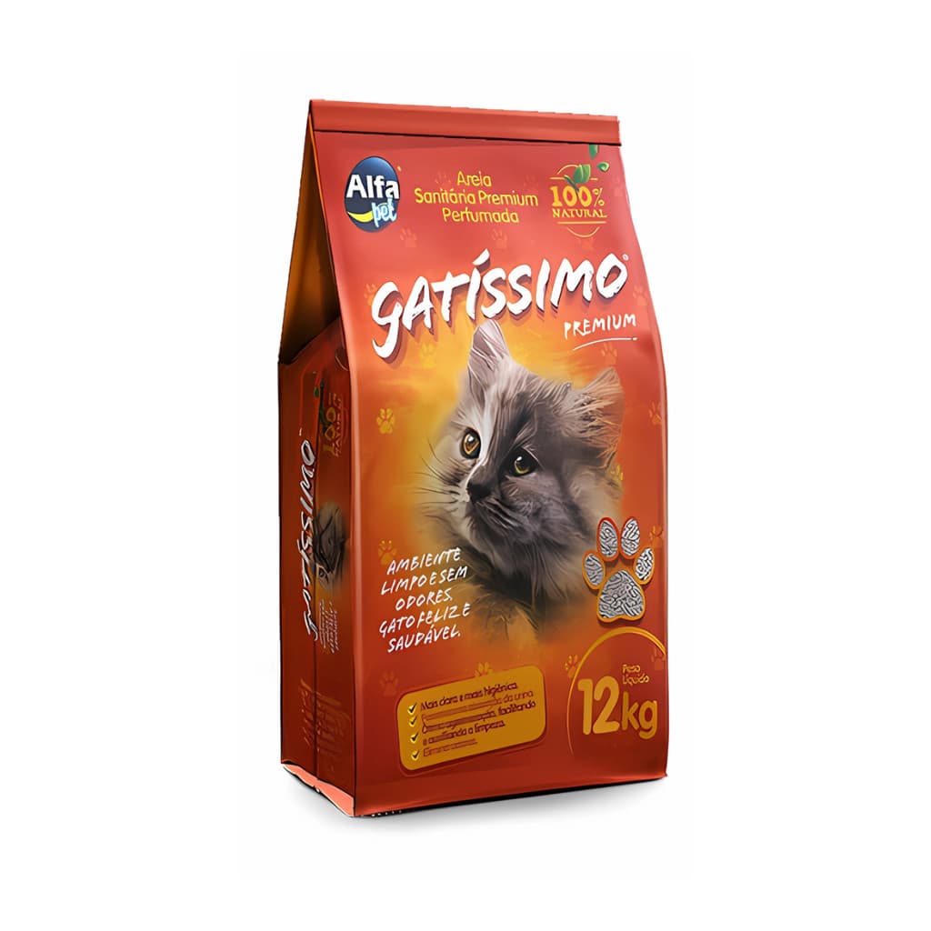 Areia Sanitária Higiênica Para Gatos Gatissimo Perfumada 12kg