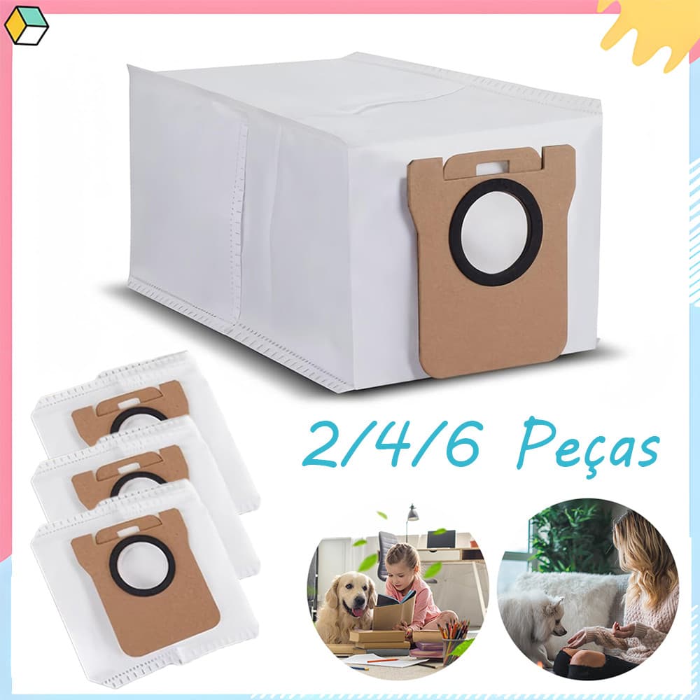 Pacote com 2/4/6 sacos de pó, saco de pó de substituição, para o aspirador robô Xiaomi X10+ Dreame L10 L20 Ultra