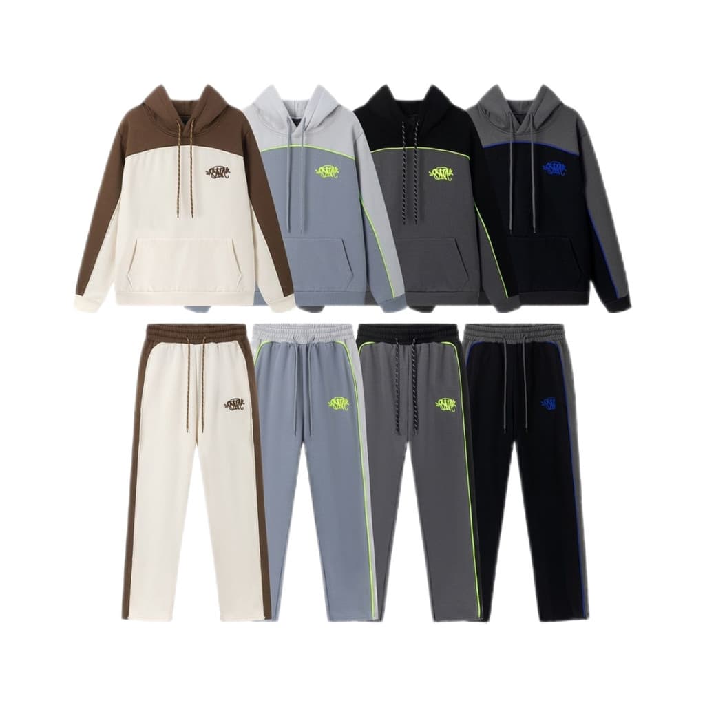 American Drill Syna World Bordado Pequena Etiqueta Com Capuz Forro De Lã Moletom Calças Outono Inverno Casual Homens Mul