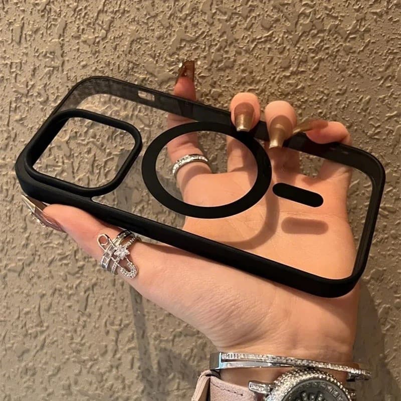 Carga Magnética À Prova De Choque Caso De Telefone Compatível Para Iphone 17/16/15/13/12/11 ProQuadro Capa Transparent