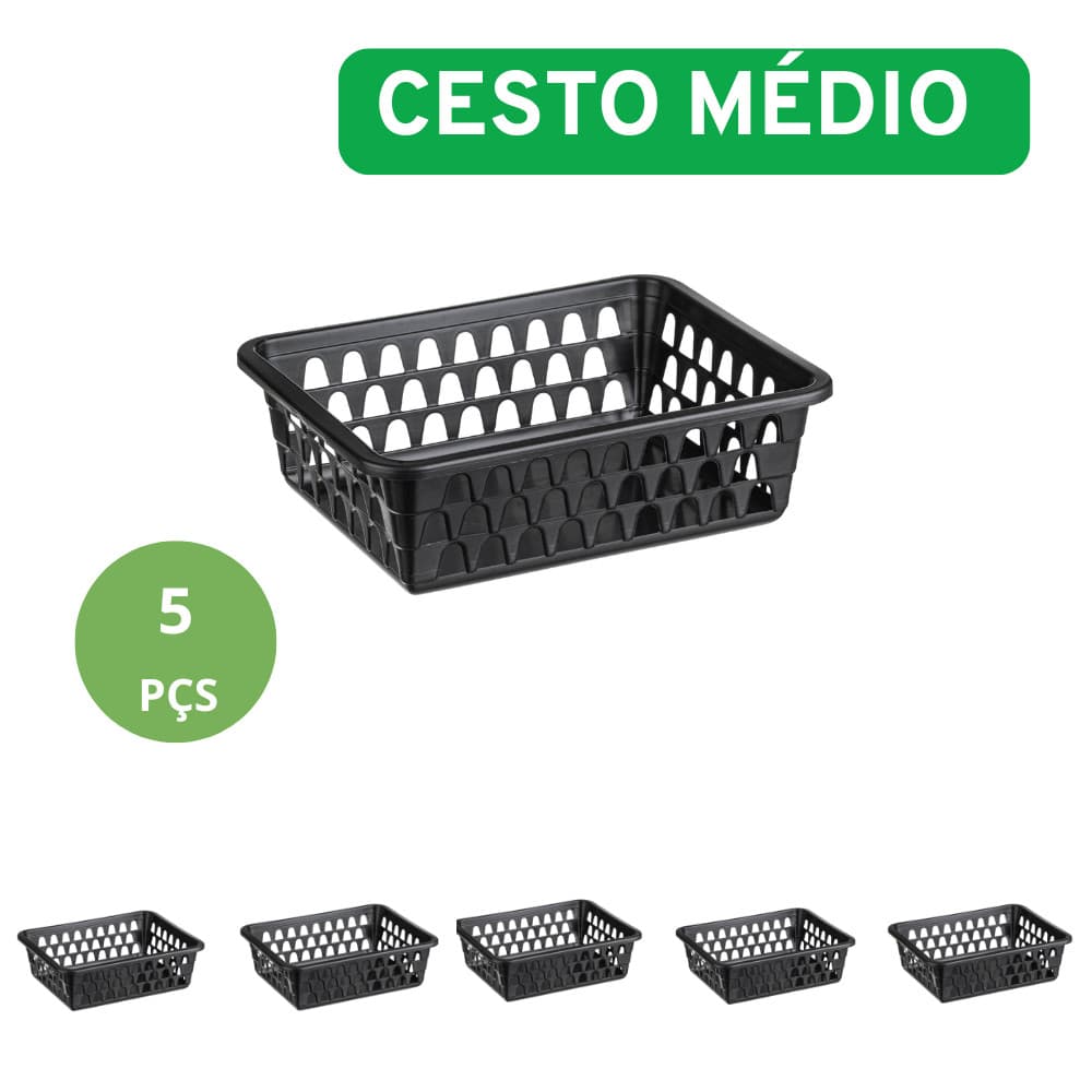 Kit 5 Cestinho Organizador Multiuso Lavanderia Banheiro Médio