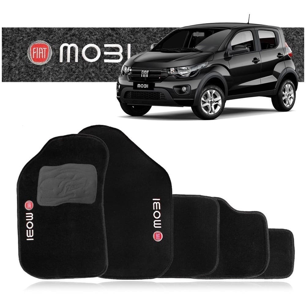 Jogo de tapete Fiat Mobi Tapete em Carpete Automotivo para os Modelos de 2017 a 2023 5pç
