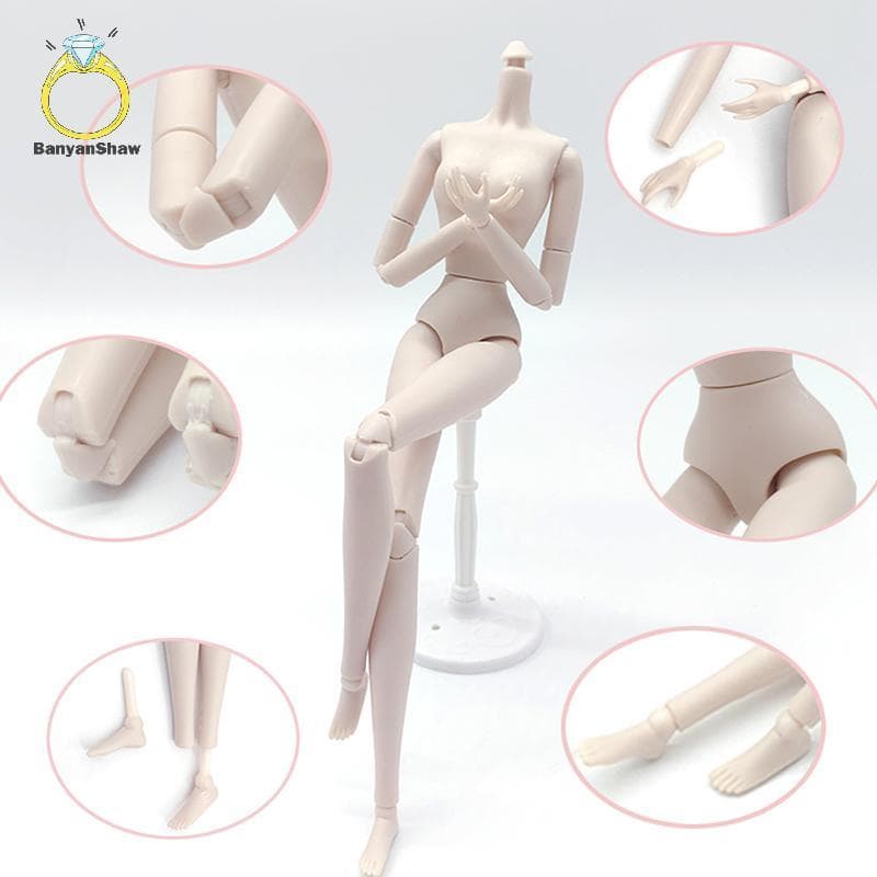 [BANY] 1/6 Corpo De Boneca Móvel Articulado Nu Para 30cm De Altura Moda Pele Branca Figura Modelo Brinquedos De Menina B