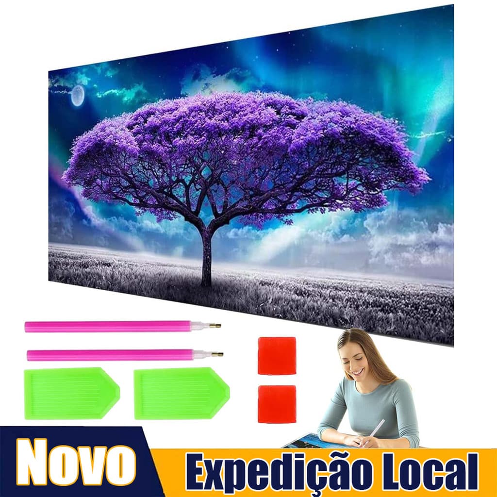70x40cm Crianças Adulto lua Árvore Pintura Diamante 5D redondo Diamante Conjunto Pintura DIY