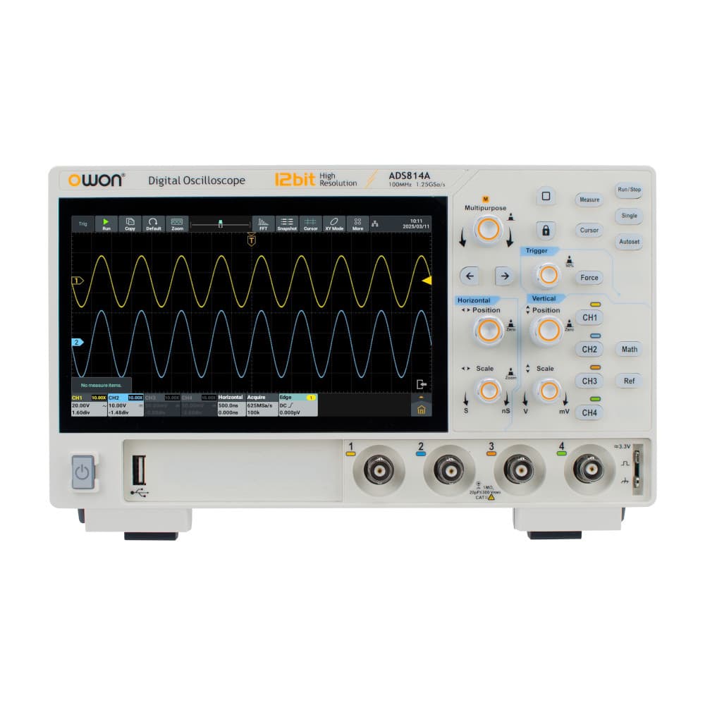Osciloscópio Digital de Bancada OWON ADS814A 12bit 100MHz 1.25GSa/s 4 canais