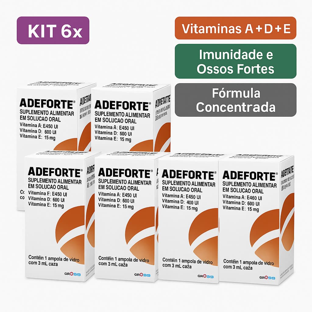 Kit 6x Adeforte Ampola 3ml | Vitaminas A D E | Suplemento Oral