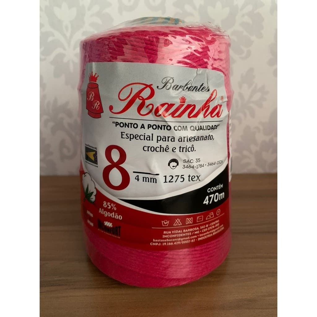 Barbante Para Crochê Tricô Rainha 8 Fios 470m Pink