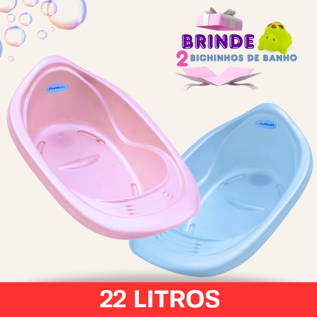 Banheira Bebê 20 Litros Infantil Resistente Original Plastibaby Brinde Bichinho Água.
