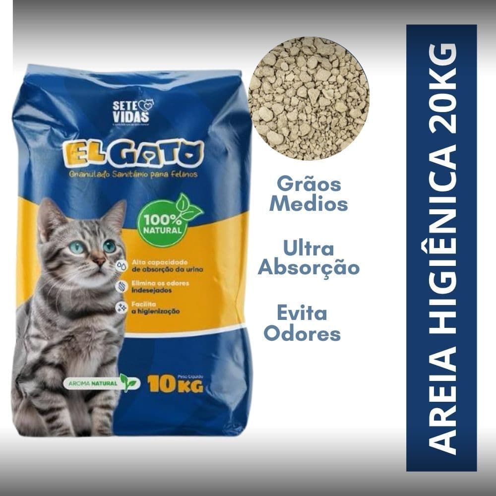 Kit *1 a 5* Pacotes de Areia Sanitária Antiodor Tira Cheiro El Gato Gaton Gatos Tradicional 100% Natural