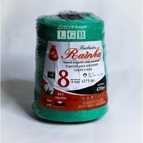 Barbante Para Crochê Tricô Rainha 8 Fios 470m Verde