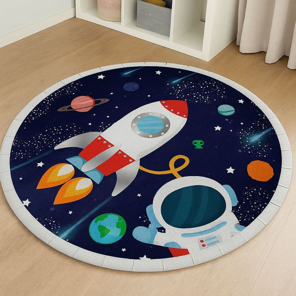 Tapete Redondo Decorativo 88cm Antiderrapante para Sala e Quarto 2142