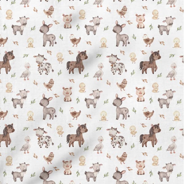 Tecido Flanela Baby Animais Fazendinha Costura Enxoval Patchwork Bebê Artesanato Pano