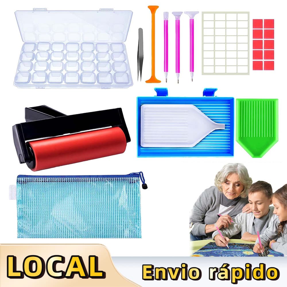 13 peças Ferramentas de pintura de diamante com acessórios – Caneta, Bandeja Plástica, Cola, para Artesanato 5D