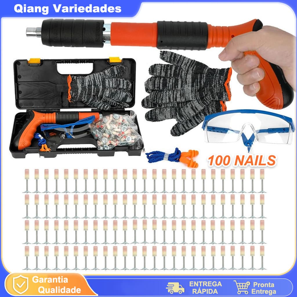 Pistola De Fixação Finca Pino Com 100 Pregos OU Finca Pino Kit Completo Profissional
