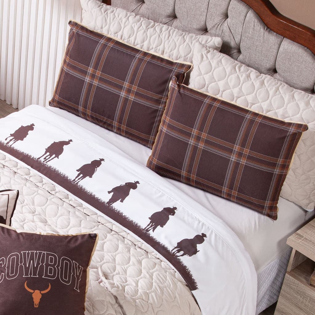 Jogo de Cama Lençol CASAL Country com Fronhas Estampadas 04 Peças - Tecido Macio Percal 200 Fios