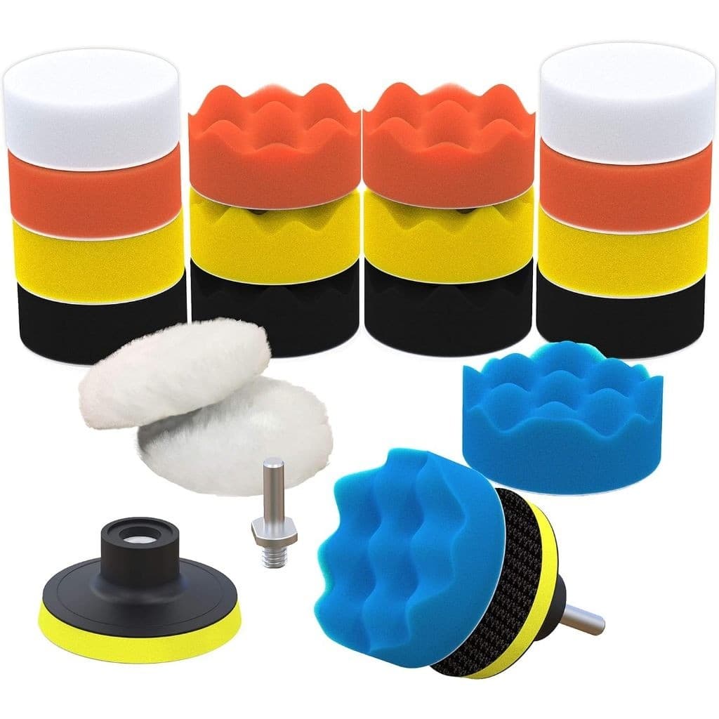 Kit Boina Automotiva Polimento 3 Pol 11 Peças Espuma e Lã Com Suporte Para Furadeira e Parafusadeira