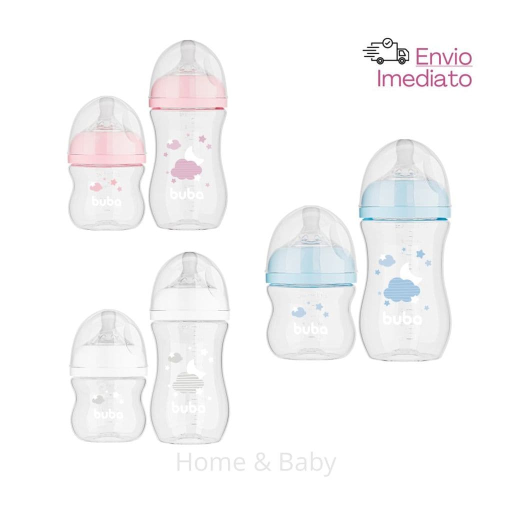 Kit Mamadeira Buba com 2 Anticólica Easy Flow Nuvem 120ml + 270ml