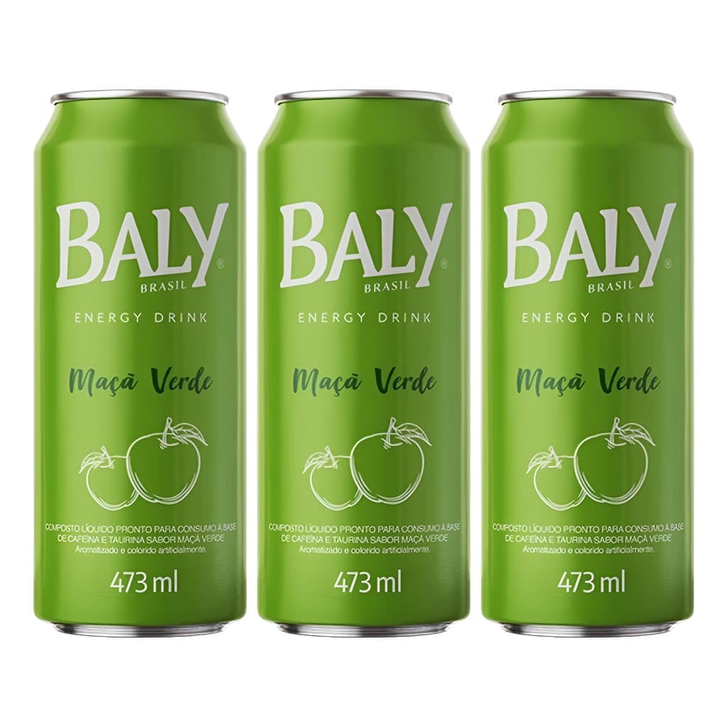 Kit C/3 Energetico Baly Maça Verde 473ml
