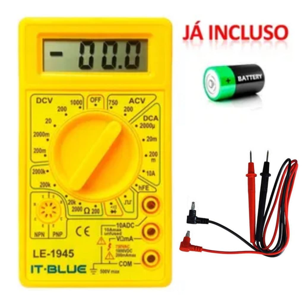 Multimetro Digital Inteligente Com Cabo Teste Led Portátil