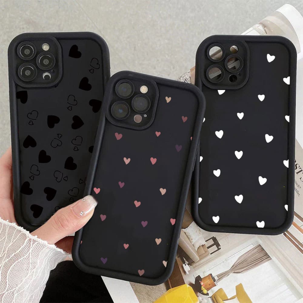 Capinha Para iPhone 17 16 15 14 13 12 11 Pro Max Plus Air XR Xs Capa de celular anti-queda Coração fofo de Caso