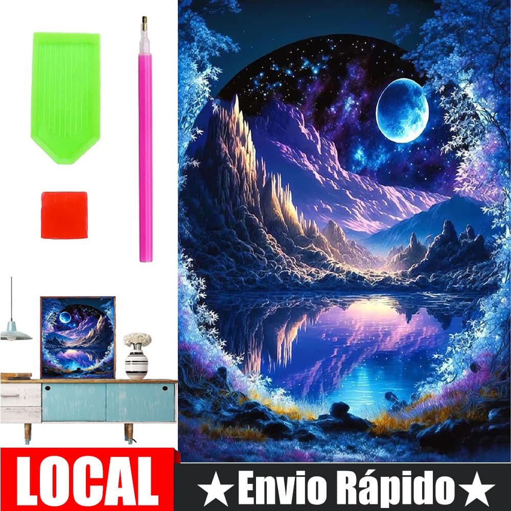 pintura diy com diamantes: paisagem lunar conjunto de pintura com diamantes 5d