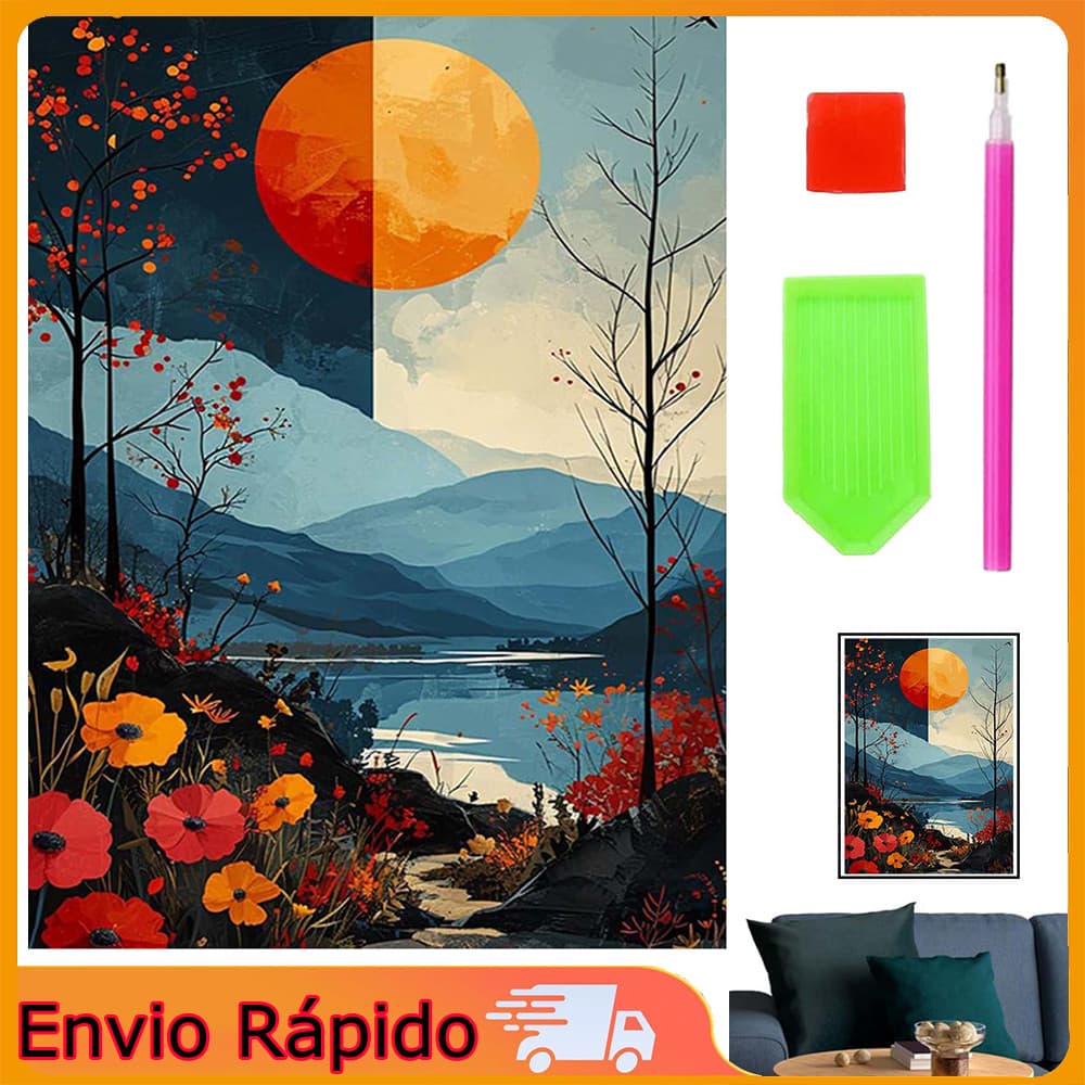 Pintura com diamantes DIY com paisagem natural, 40 x 30 cm  Conjunto de pintura com diamantes 5D     