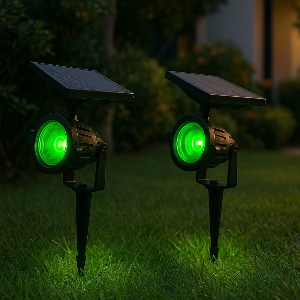 KIT 2 Luminárias Espeto Jardim Energia Solar Spot Super Led com IP67 20W Luz forte e Linda Decoração Casa Jardim