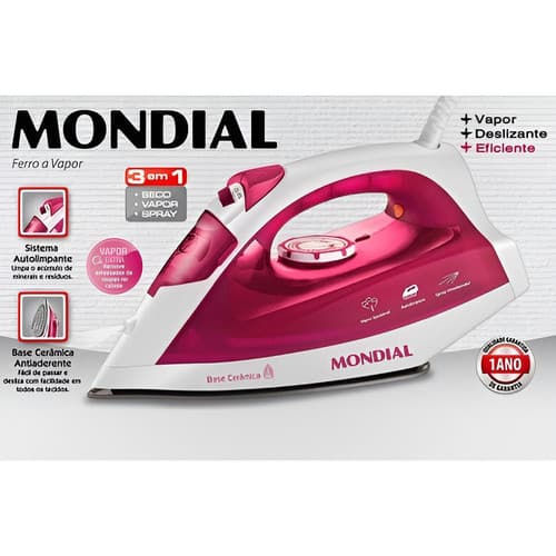 Ferro A Vapor Nf-33 Salva Botões 1000w Mondial Cor Branco