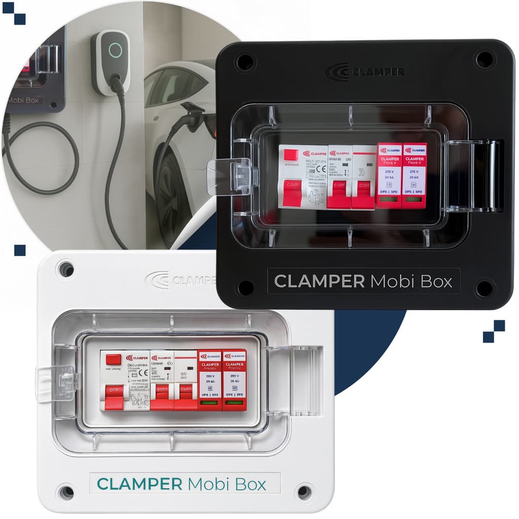 Quadro Proteção Para Carregador Veicular Clamper Wallbox Mobi Box 8kw 220V Preto 25976/Cinza 25881