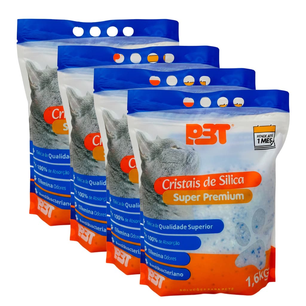 4UN Areia Sanitária de Gato Cristais Sílica GROSSA 6,4kg P3T