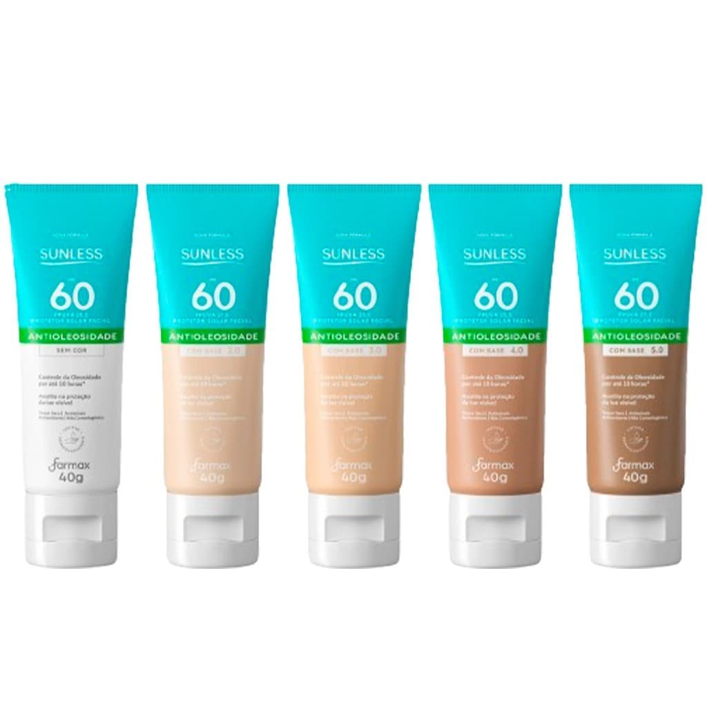 Protetor Solar Facial FPS 60 Antioleosidade com Base Efeito Matte Sunless 40g