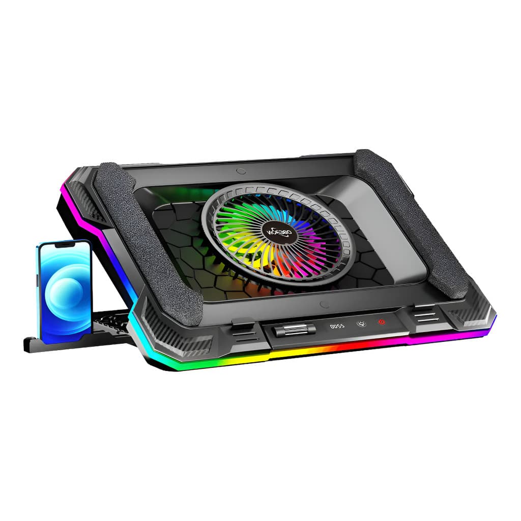 Suporte Gamer Para Notebook Oberon Com Cooler Led Rgb Rgb Preto