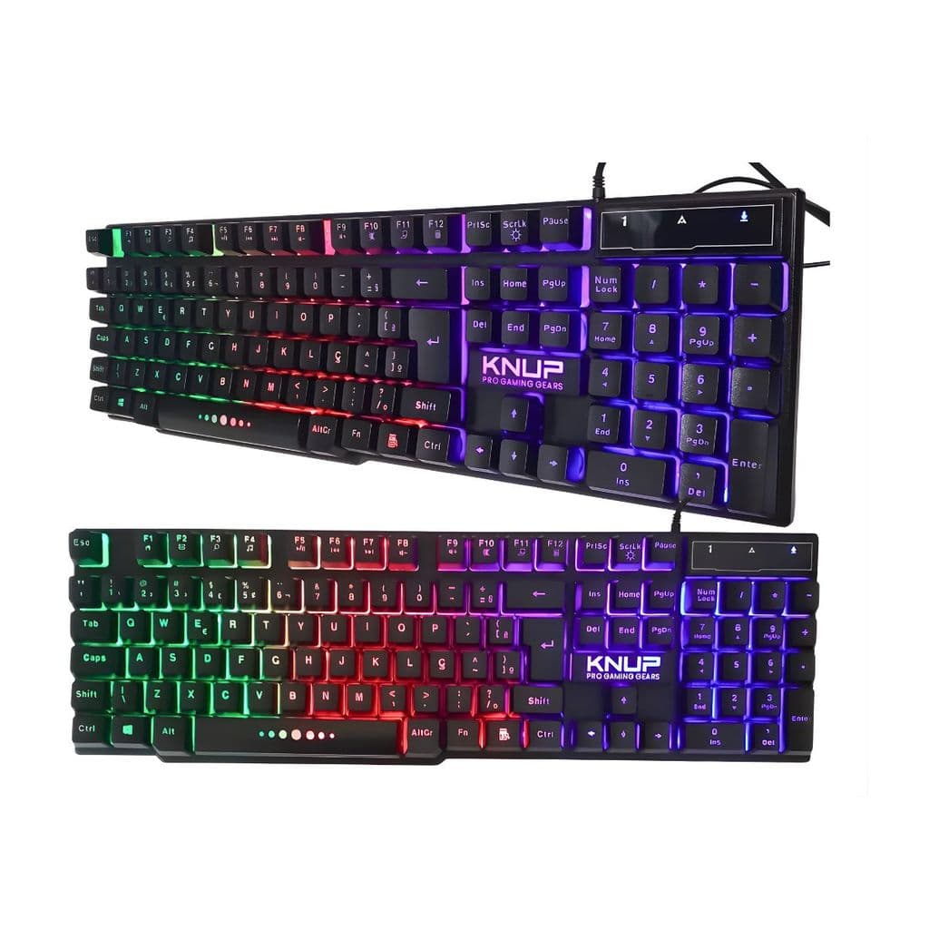 Teclado Gamer Semi-Mecânico Knup KP-2043A com LED RGB e Anti-Ghosting