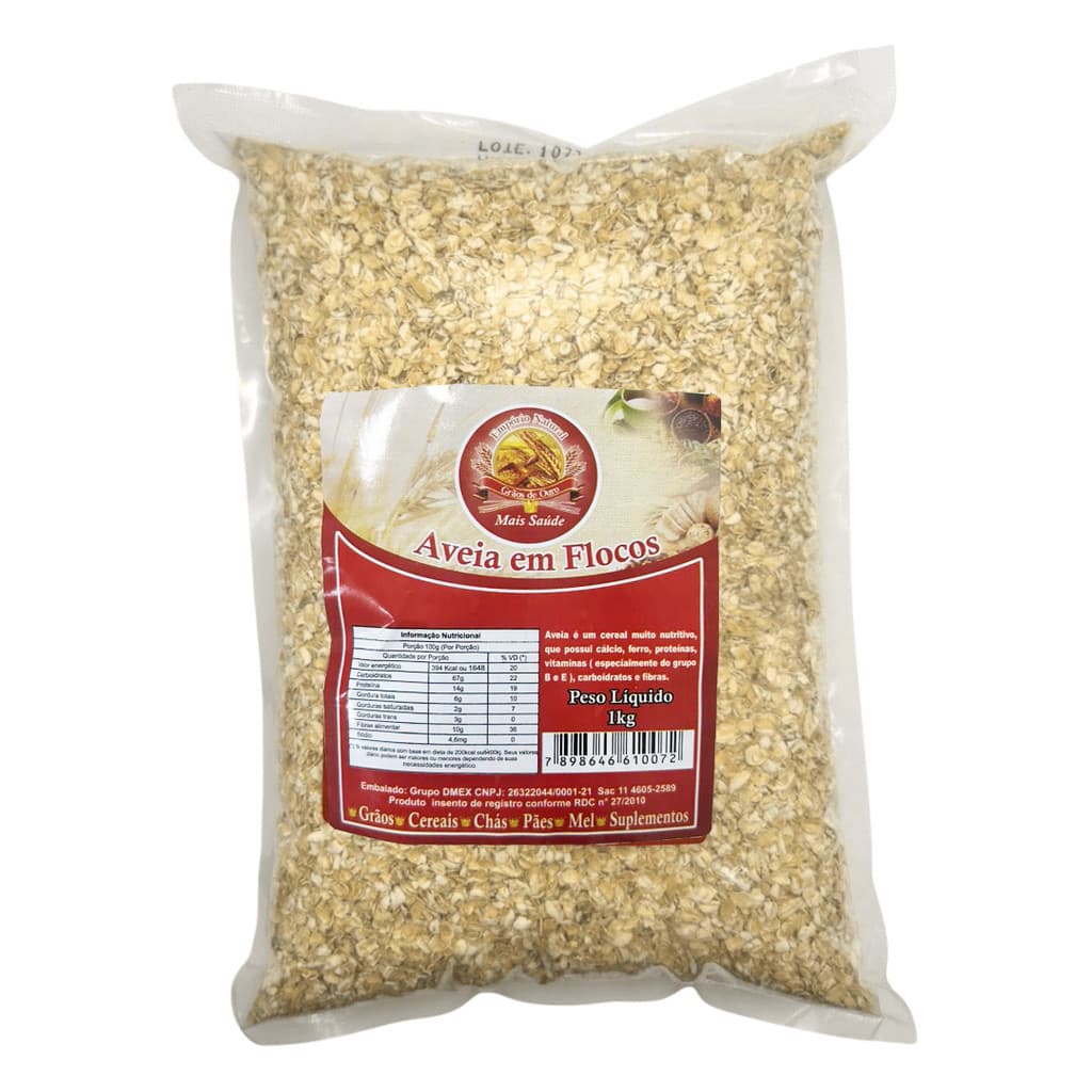 AVEIA EM FLOCOS 1KG EMPORIO GRAOS DE OURO