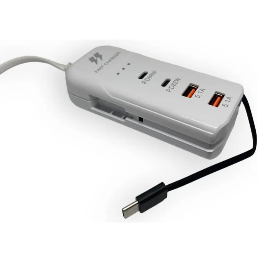 Carregador de Mesa Turbo Rápido 5.1A Possui 2 USB/2 Tipo-C E Um Carbo Tipo C 66W - Mihou.se