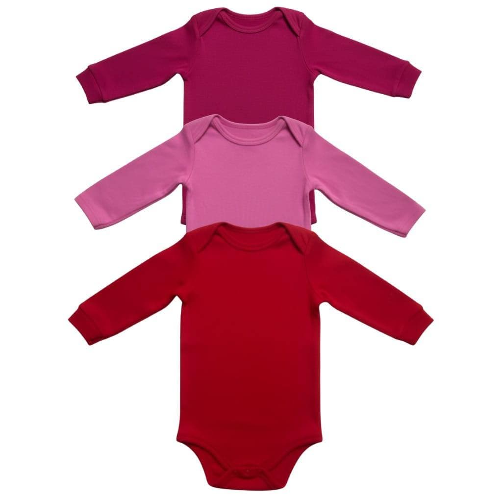 Body Bebê Manga Longa Kit 3 Peças Feminino 100% Algodão Enxoval Bebê