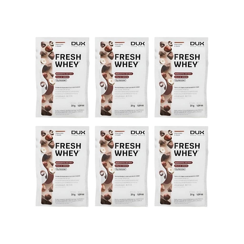 KIT 6 SACHE WHEY PROTEIN FRESH 20G PROTEINA 3W CHOCOLATE BELGA E AVELA DUX